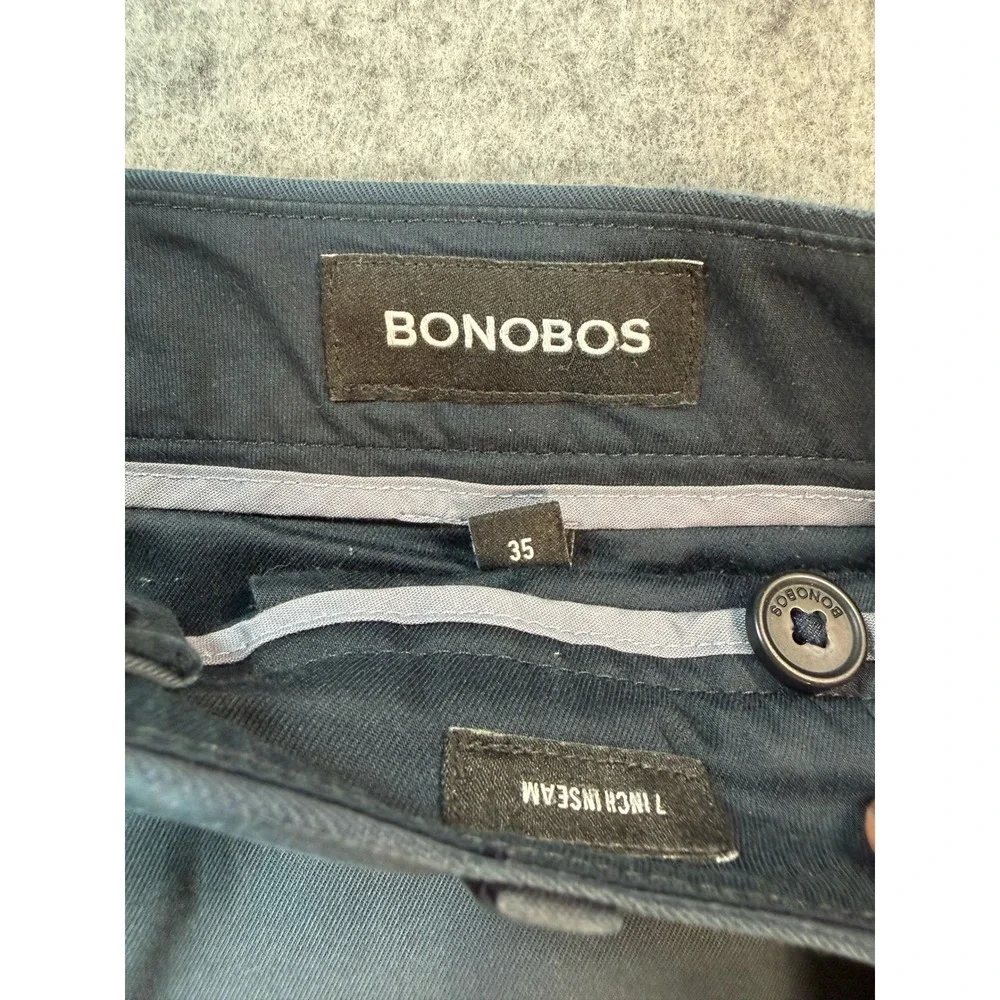 Bonobos Mens Chino Shorts Navy Blue 7 Inch Inseam Size 35 Cotton Twill